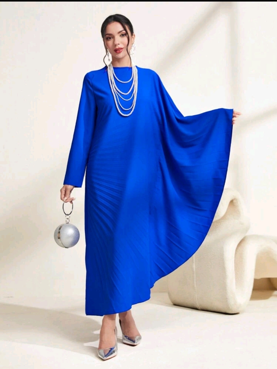 Royal Blue Kaftan with Batwing sleeve  image 2