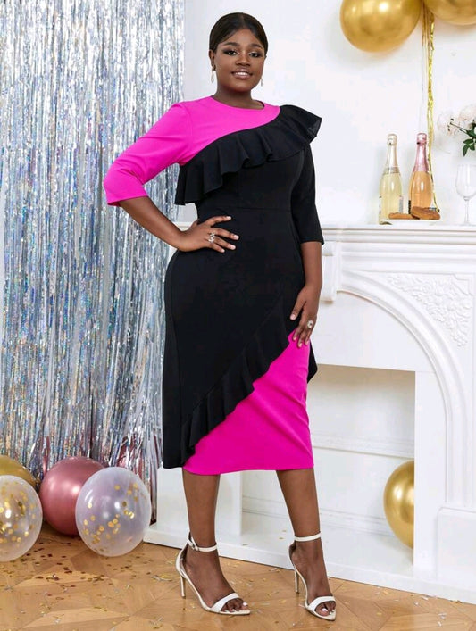 Women formal dress black and pink for any special event