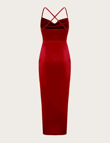 Solid Drawstring Ruched Velvet Dress