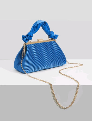 Fancy Knot Blue Clucth Bag