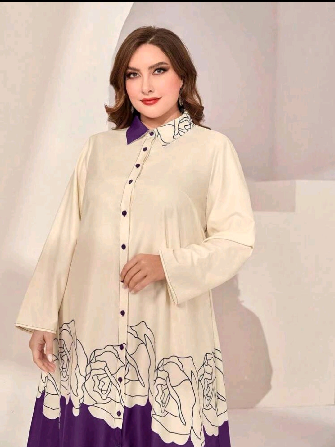  Floral Print Color Block Dress Shirt image 6