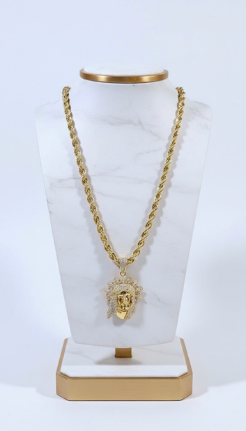 men's lion king pendant necklace gold iced out CZ stones Fancy Daria