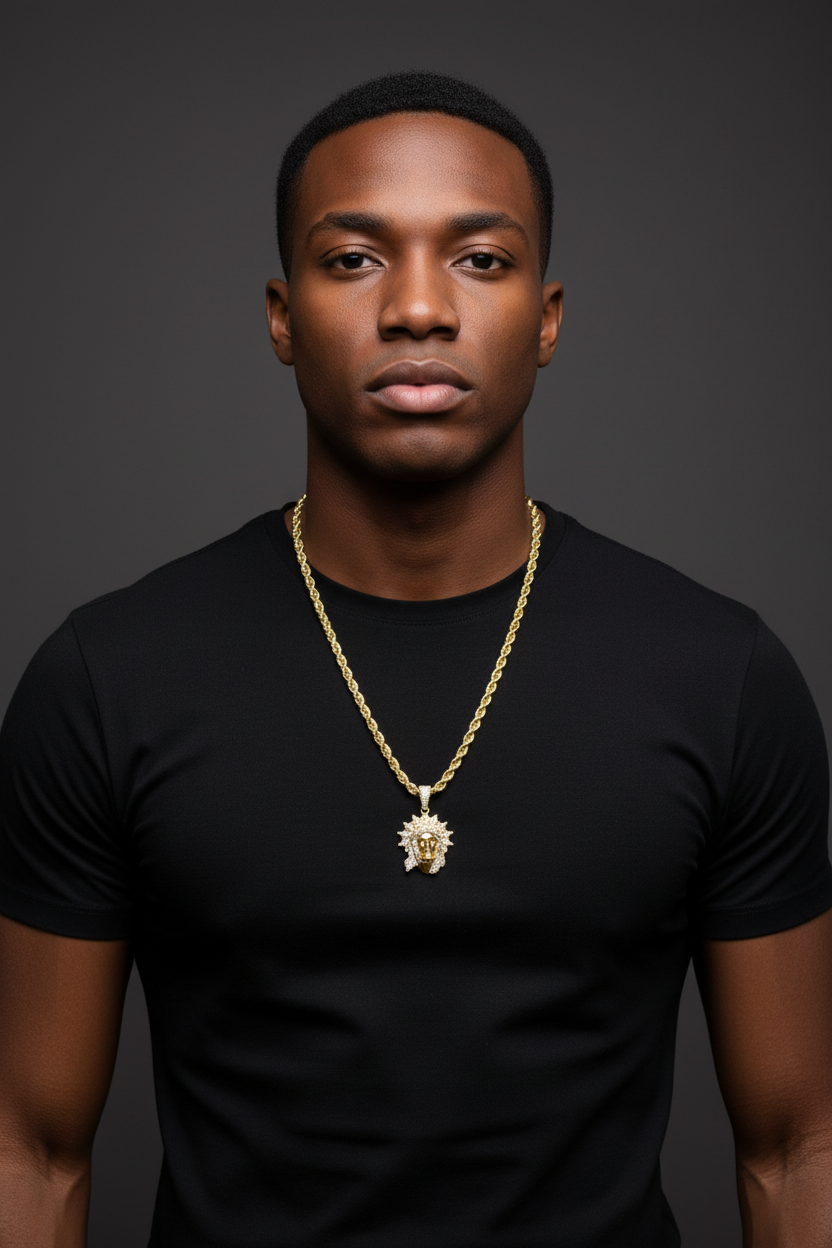 gold rope chain lion head pendant men's hip hop jewelry Fancy Daria