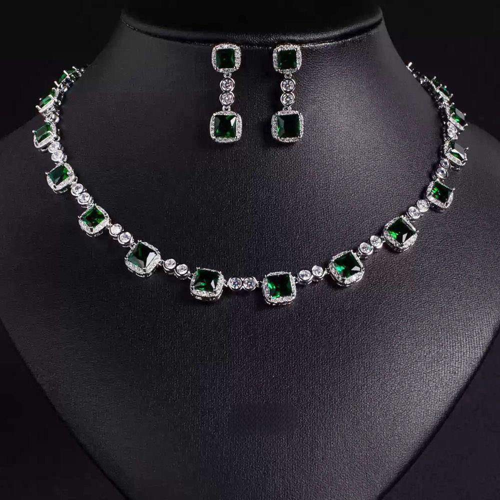 Jewelry set with necklace and earrings on a black mannequin
