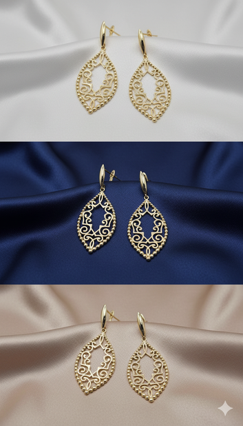 Regal Teardrop Gold Plated Statement Earrings