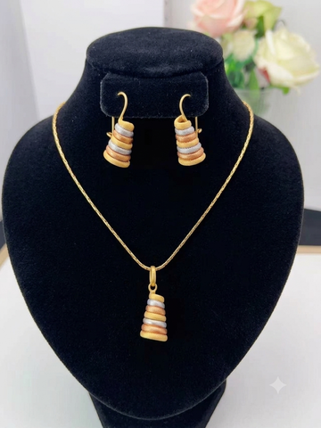 Modupe Tri Color Spiral Jewelry Set, 2 Piece Pendant and Earrings for Women
