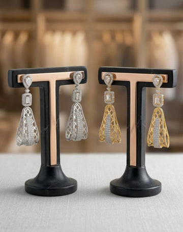 Folake Crystal Bell Drop Earrings for Women, Gold and Silver Statement Dangle Earrings