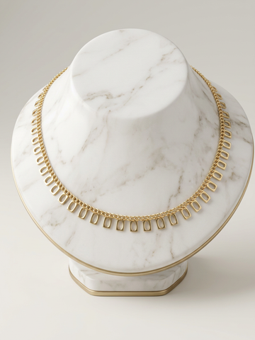 18K Gold Plated Geometric Link Choker Necklace | Modern Minimalist Cable Chain Collar for Women