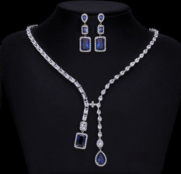 The Royale Crystal Drop Set — Cubic Zirconia Necklace & Earrings Set for Women