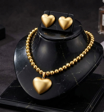 18K Gold Plated Textured Jewelry Set | Statement Rope Chain Necklace, Bracelet & Drop Earrings 3-Piece Set