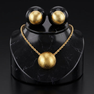 Bolanle Brushed Gold Ball Jewelry Set, 2 Piece Necklace and Earrings for Women