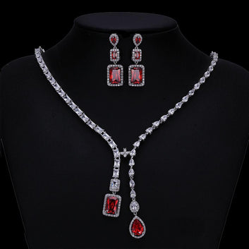 The Royale Crystal Drop Set — Cubic Zirconia Necklace & Earrings Set for Women